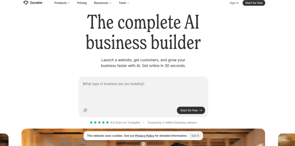 durable ai website ai tool 